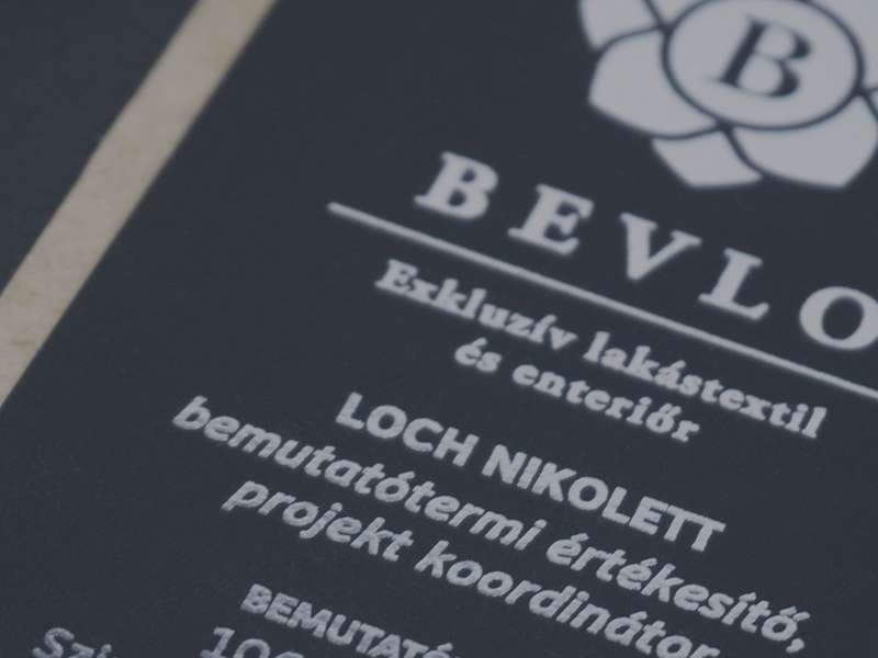 A BEVLO Kft. névjegykártyája